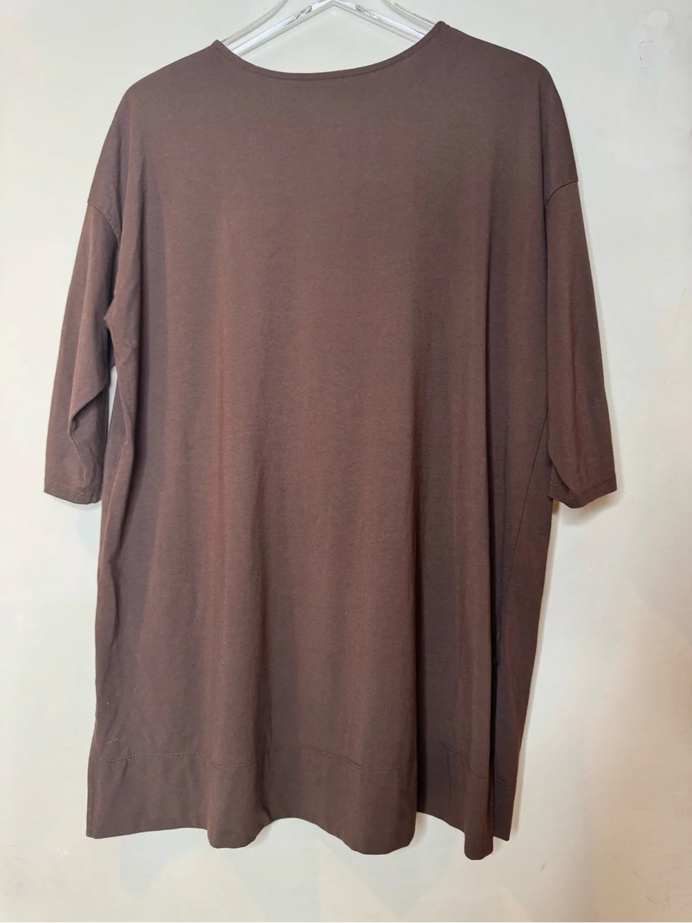 J.Jill Luxe Supima Ballet-Sleeve Tunic Brown Petite Large